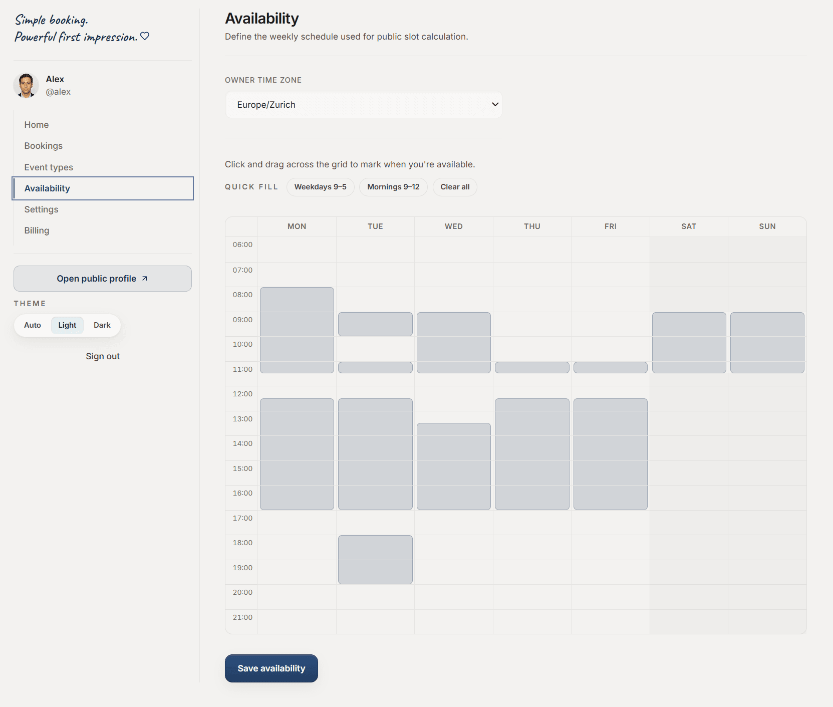 Setting weekly availability in Duplipost